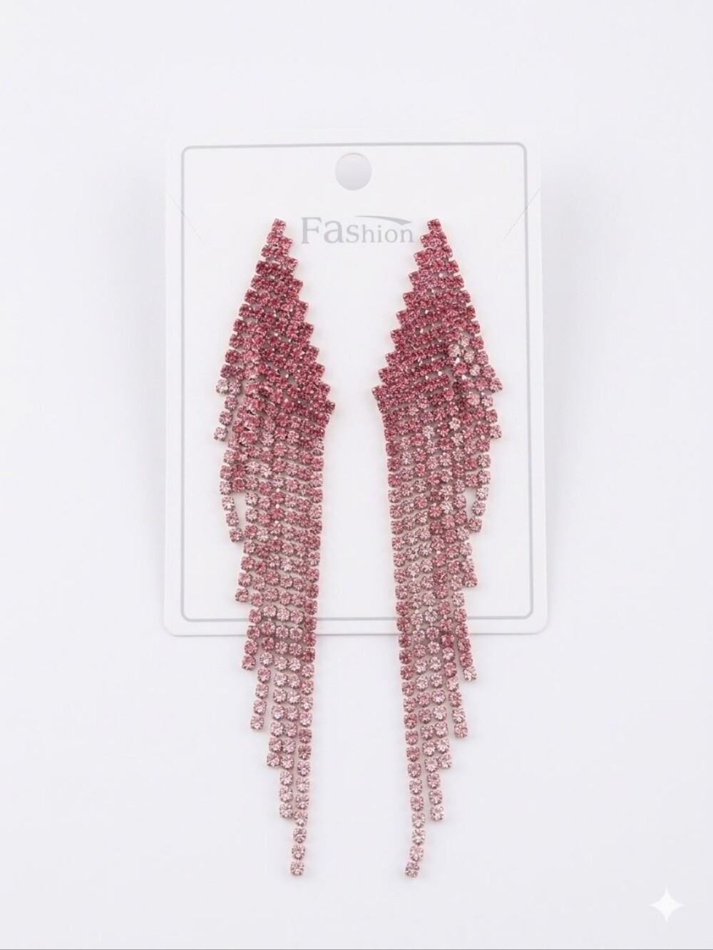 Pink Crystal Fringe Drop Earrings